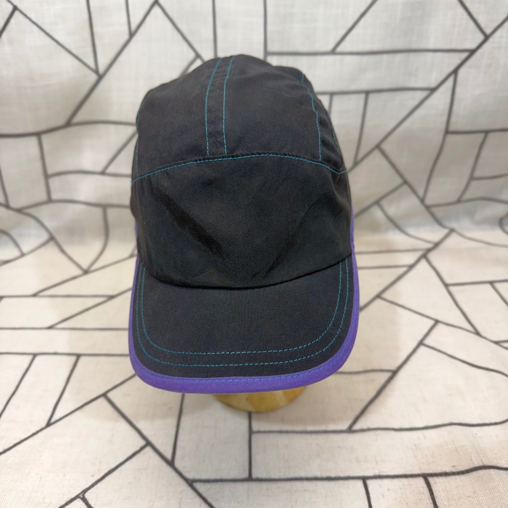 Pistil 5 Panel Hat OS Black Purple Teal Contrast Stitch Adjustable Performance
